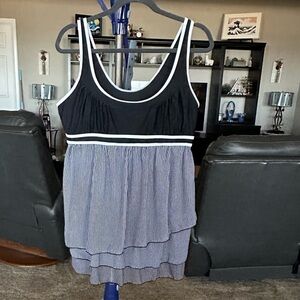 Tankini black/white ruffle swim top. Size 1X